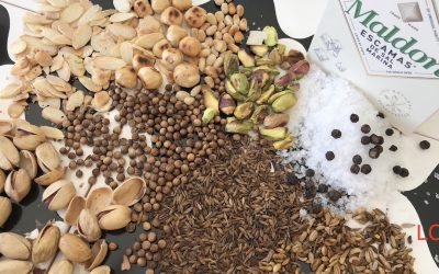 DUKKAH, CARPACCIO DE REMOLACHA Y BURRATA