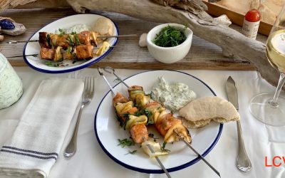 BROCHETAS DE SALMÓN A LA BARBACOA